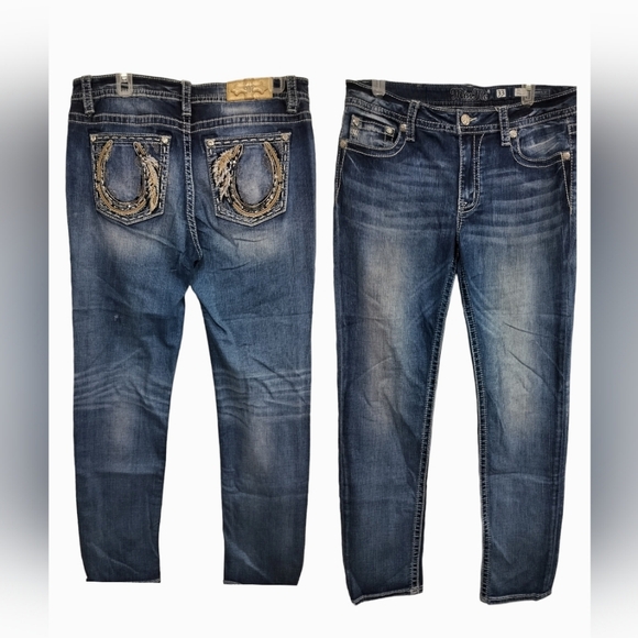 Miss Me Blue Straight Leg Jeans Size 33x33 - Picture 1 of 12